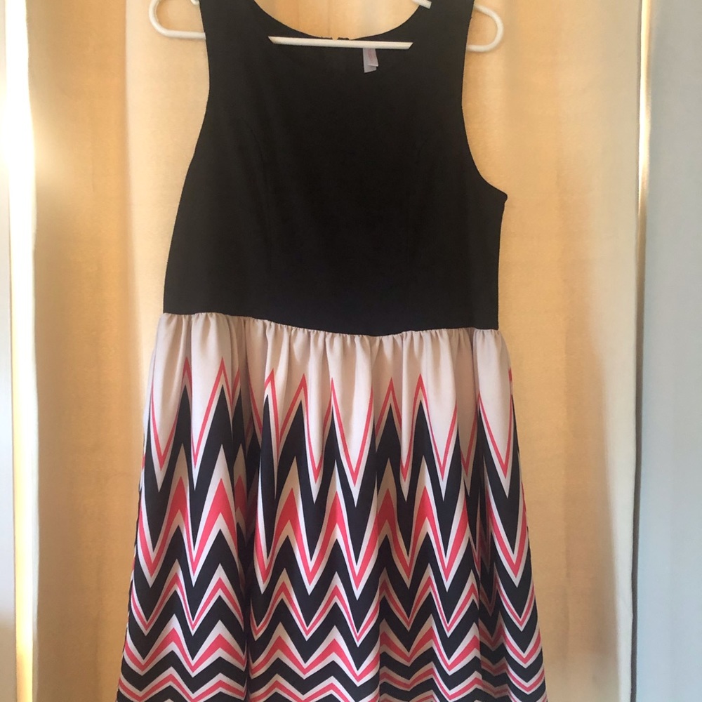 Black Top Dress with Cream and Color Bottom